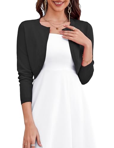 OmicGot Women's Classic Long Sleeve Knit Cardigan Sweaters Casual Open Front Button Down White Cardigan M