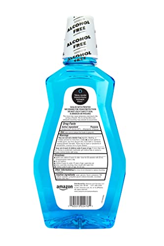 Amazon Basics Multi Action Antiseptic Rinse, Alcohol Free, Fresh Mint, 1 Liter, 33.80 Fl Oz (Pack of 4) (Previously Solimo)