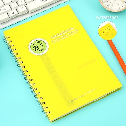 CAGIE Notebooks for School Supplies Spiral Notebook Wide Ruled 1 Subject 7''x10'' B5 Spiral Bound Journal Note Book for Women Study Student Work Note Taking, Yellow
