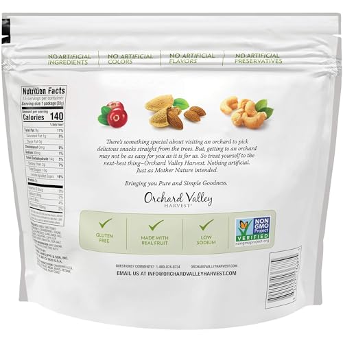 Orchard Valley Harvest Cranberry Almond Cashew Trail Mix, 1 Ounce Bags (Pack of 15), Cranberries, Almonds, and Cashews, Non-GMO, No Artificial Ingredients