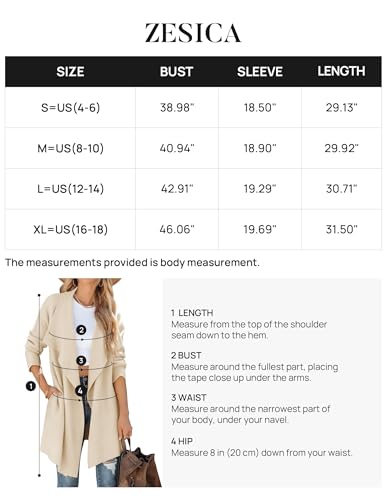 ZESICA Women's 2024 Casual Lapel Cardigan Long Sleeve Open Front Irregular Hem Soft Knitted Sweater Coat with Pockets,Darkgrey,Large
