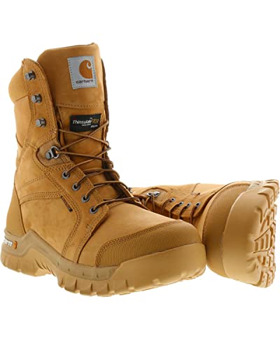 Carhartt Men's 8" Rugged Flex Insulated Waterproof Breathable Soft Toe Work Boot CMF8058, Wheat NuBuck, 11 M US