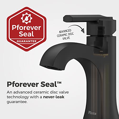 Pfister Vaneri Bathroom Sink Faucet, Single Control, 1-Handle, Single Hole, Matte Black Finish, LF042VRIBB