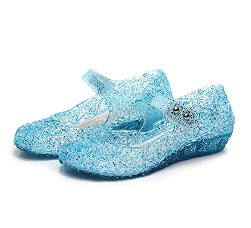 OMGard Jelly Shoes for Girls, Snow Queen Princess Birthday Sandals for Little Girls, Pink Toddler Glitter Sandals Size 1.5, Frozen Inspired Party Cosplay Costumes Dress Flats