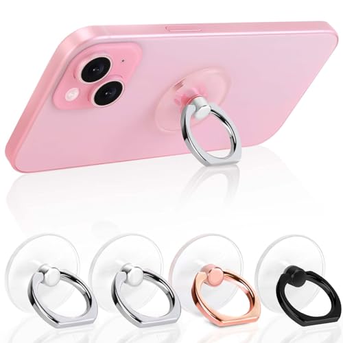 Jsoerpay Cell Phone Ring Holder, Transparent Ring Holder 360°Rotation Finger Ring Stand, Clear Cell Phone Kickstand Compatible with Most of Phones, Tablet and Case, (2Silver+1Black+1Rose Gold)