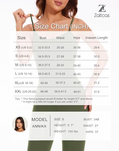 Zattcas Flare One Piece Casual Jumpsuits For Women Tummy Control Spaghetti Straps Sleeveless Summer Rompers Athletic Workout Bodysuit Jumpsuit Green S