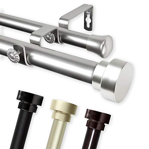 Rod Desyne 100-37-282-D Bonnet 1" OD 28-48 inch-Black Double Curtain Rod Set, 28-48"