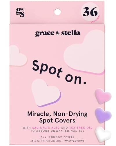 grace & stella Award Winning Pimple Patches For Face (Heart, 36 Count) - Hydrocolloid Acne Patches for Face - Dermatologist Tested, Vegan, Cruelty-Free Zit Patches for Face, Blemish Patches
