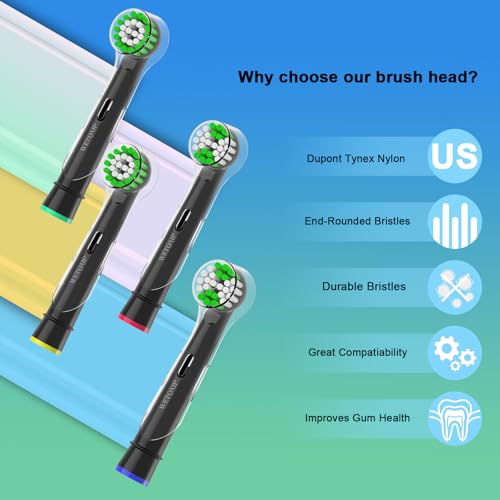 Wetqaip Replacement Heads Compatible with Oral b Braun Electric Toothbrush, Toothbrush Heads for Pro 1000 500 1500 Health Genius X, 8 Sensitive+8 Precision+16 Cover Caps-Black
