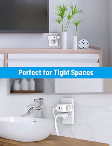 TROND Multi Plug Outlet Extender with USB, 2 Outlet Splitter with 3 USB Wall Charger (1 USB C), Wall Outlet Expander, Cruise Essentials, Plug Extender for Cruise Ship, Travel, Home, Office, Dorm Room