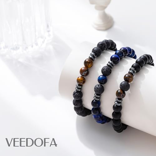 VEEDOFA Lava Stone Bracelet Bracelets for Men Adjustable Lava Rock Bracelets jewelry for Men Gifts Pulseras Para Hombres Bead Bracelet