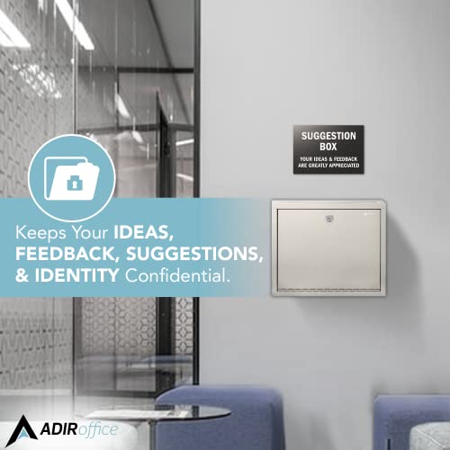 Adir Metal Suggestion Box with Lock and Slot, Wall Mount Deposit Box for Payments and Checks, Office Mail Box for Employees, Mailbox for House, Safe Drop Box with Keys - 3x10x12 Inch Beige