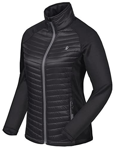 Little Donkey Andy Women's Insulated Hiking Jacket, Thermal Running Hybrid Jacket, Lightweight Breathable and Warm, Black Size XS