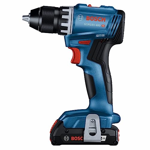 BOSCH GSR18V-400B12 18V Compact Brushless 1/2 In. Drill/Driver Kit with (1) 2.0 Ah SlimPack Battery