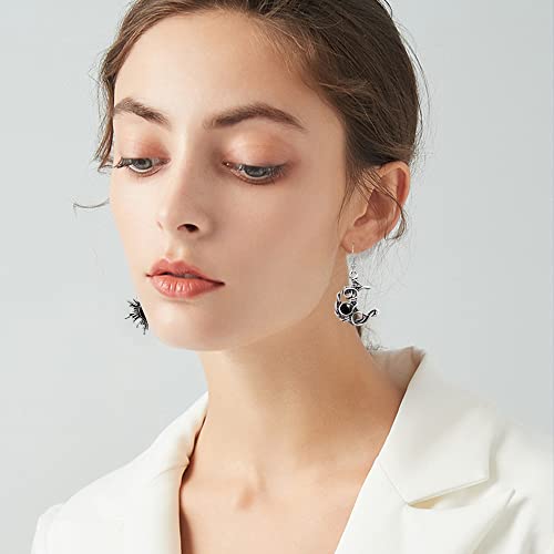 Vintage Boho Opal Sun and Moon Drop Dangle Earrings Moonstone Natural Stone Hook Bohemian for Women Asymmetrical Antiqued Silver Celestial Jewelry (Royal Blue)