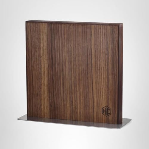 HexClad Magnetic Walnut Knife Block Holder with Strong Enhanced Magnets for Multipurpose Storage in the Home and Kitchen