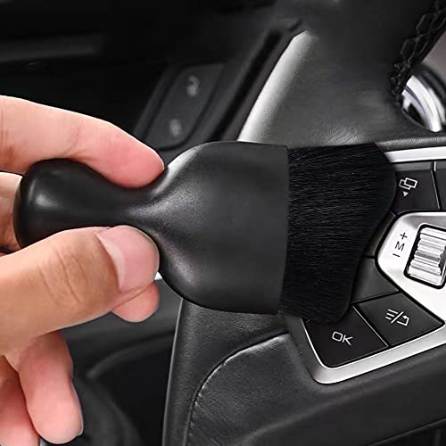 ESEWALAS Car Windshield Cleaning Tool,Soft Bristle Cleaning Brush,Auto Detail Brush Car Dash Duster Brush Interior Duster,Car Interior Cleaning Brush Dusting Brush (Black with Cap)