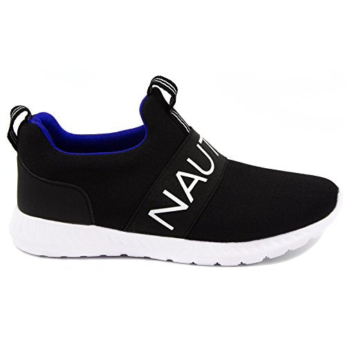 Nautica Kids Boys Youth Athletic Fashion Sneaker Running Unisex-Child Racer Shoe -Slip On- Little Kid/Big Kid-Canvey Youth-Black-13