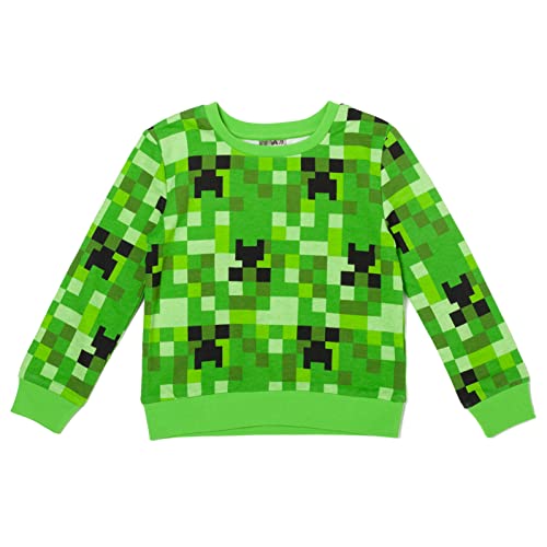 Minecraft Creeper Little Girls French Terry Pullover Sweatshirt Green 4