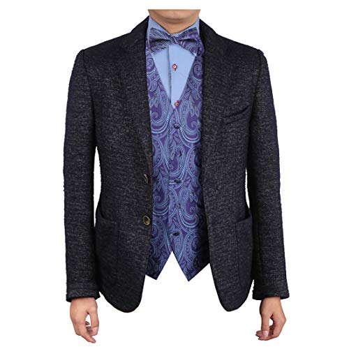 Epoint EGE1B02B-M Medium Purple Patterns Microfiber Vest and Pre-tied Bow Tie