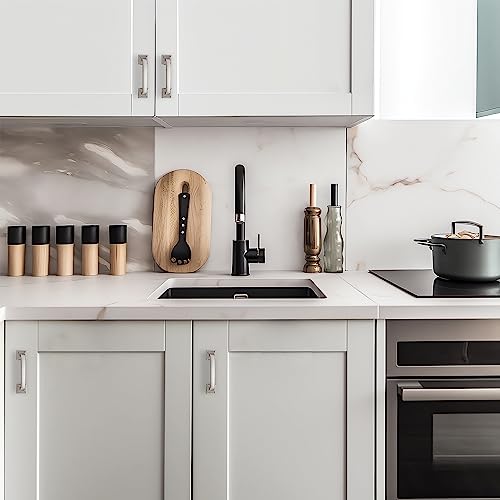10 Pack Kitchen Cabinet Handles 5 Inch Hole Center Brushed Nickel Cabinet Pulls Solid Suqare Foot Drawer Pulls for Kitchen Cabinet Door Handles Silver Arch Dresser Handles for Cabinets and Drawers