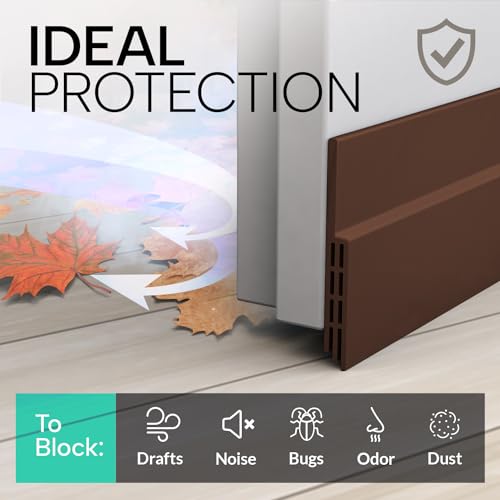 Vellure® Door Draft stoppers for Bottom of Door - New Premium Door Sweep/Door Seal Strip (Save Energy – installs Quickly and Easily) Door Weather Stripping, Ideal for Keeping Out Cold (1x39 Brown)