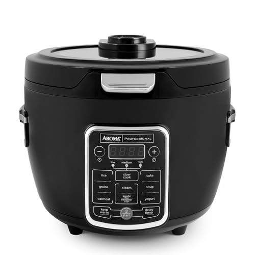 Aroma Professional ARC-1230B Grain, Oatmeal,Slow Cooker, Saute, Steam, Timer, 10 Cup Uncooked/20 Cup Cooked, Black