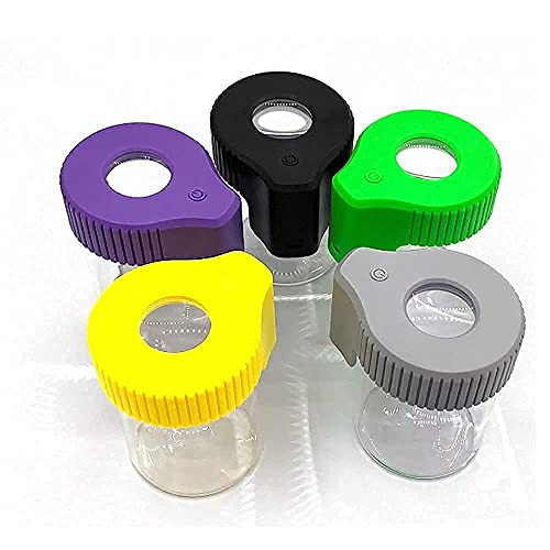 Oweto Led Transparent Glass Seal Storage Jar, Light-Up Magnifying Glass Ornamental Bottle (Black)