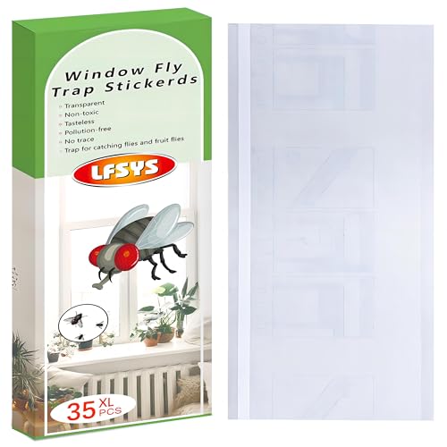 LFSYS 35 XL Pack Window Fly Traps, Fruit Fly Traps for Indoors, Fly Paper Sticky Strips, Fly Traps for Indoors Clear