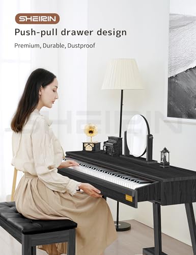 SHEIRIN digital piano 88 keys weighted keyboard electric piano beginners stand full size upright pedal musical SR-PH80 (WHITE)
