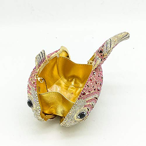 Boutique De FGG Fish Crystal Clutch Purse Formal Evening Bags Women Prom Clutch Bag Wedding Party Rhinestone Handbags,Mini,Multi Orange