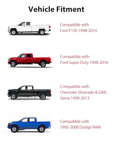 DEERMOTO 4pcs Retractable Truck Bed Tie Down Anchors Compatible with 1998-2014 Ford F150, 1998-2016 Ford Super Duty, 1999-2013 Chevrolet Silverado & GMC Sierra, 1995-2008 Dodge RAM