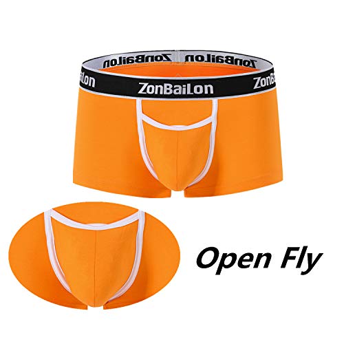 ZONBAILON Mens Boxers Briefs Underwear Comfy Underpants for Men Open Fly M 2-Pack Multicolor