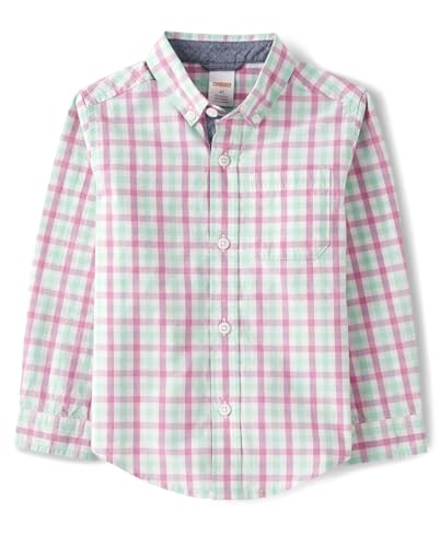 Gymboree,Baby-Boys,Matching Family Long Sleeve Button Up Shirt Dad, Big Kid, Toddler,3,Pink Multi
