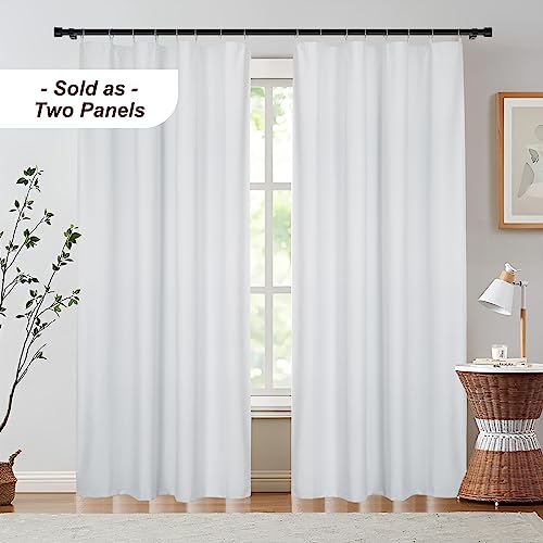 INOVADAY Blackout Curtain Liners 2 Panels Set, Thermal Insulated Light Blocking Liners for Window Curtains 96 Inches Long with Rings (Greyish White, W27 x L92)