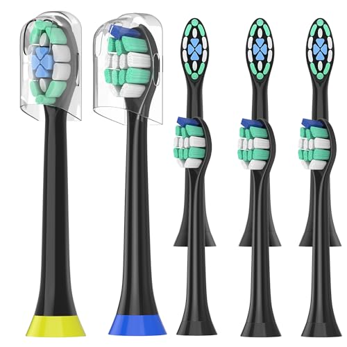 Zegupal Toothbrush Heads Compatible with Philips Sonicare Electric Toothbrush, 4Pcs Diamond Brush Heads,4Pcs Standard Clean Brush Heads,8 Black Medium Toothbrush Heads