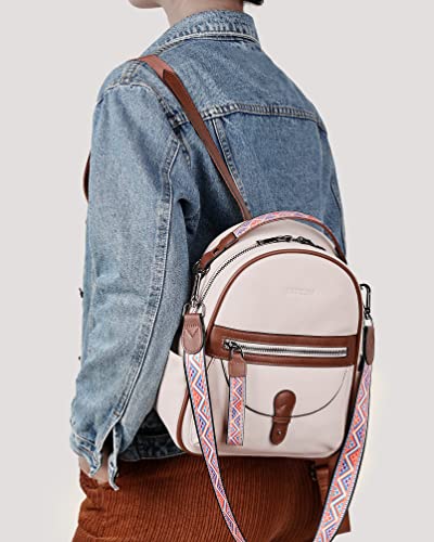 FADEON Mini Backpack Purse for Women, Designer Leather Cute Roomly Small Backpacks, Ladies Shoulder Backpack Fashion Handbag