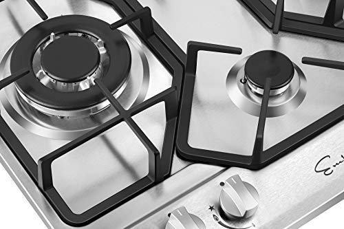 Empava EMPV-24GC4B67A 24" Gas Stove Cooktop 4 Italy Sabaf Sealed Burners NG/LPG Convertible Stainless Steel Cooker, 24 Inch