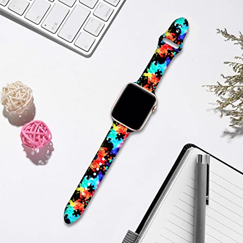 Halloween Scary Hippie Pumpkin Watch Bands Compatible Apple Watch Band 38mm 40mm 41mm 42mm 44mm 45mm 49mm for Women Men, Adjustable Soft Silicone Replacement Smartwatch Wristband for iWatch Series 8 7