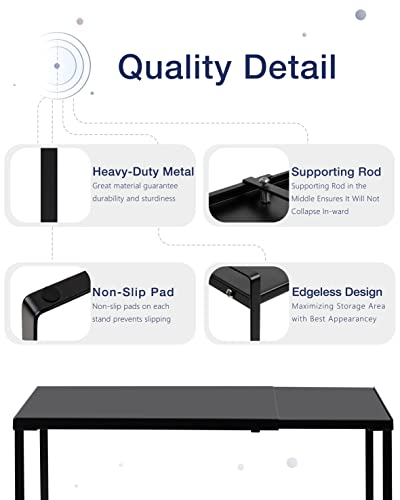 Nxconsu Cabinet Shelf Expandable Organizer Riser Rack for Kitchen Pantry Cupboard Under Sink Countertop Home Organization Extra Storage Space Saver Heavy Duty Metal Edgeless Design Black