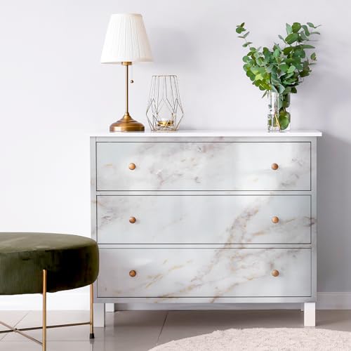 rabbitgoo Glossy Marble Contact Paper Peel and Stick Wallpaper 11.8" x 78.7" Countertop Furniture Waterpoof Self Adhesive Removable Cover for Kitchen Bathroom Cabinet Drawer Shelf Liner Vinyl Roll