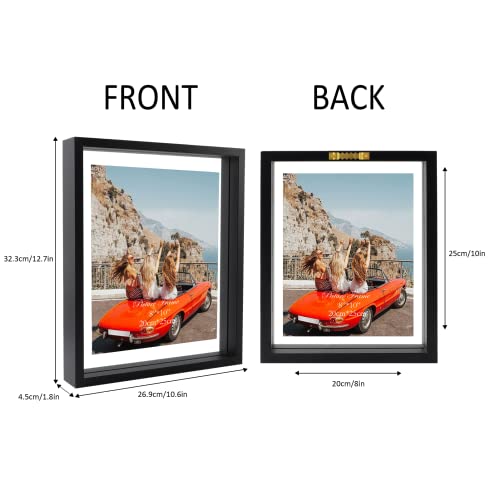 N/A+ Trwcrt 2 Pack 8x10 Floating Picture Frame, Double Glass Picture Frames Display up to 10 x 12 photos for Desktop or Wall Hanging, Black