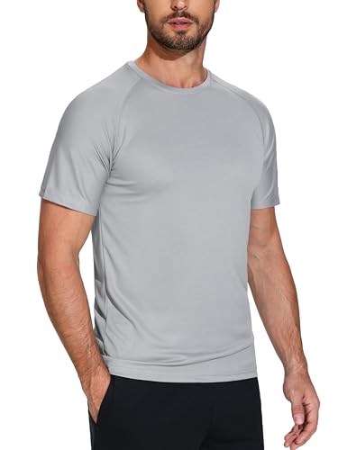 5 Pack Mesh Dry Fit Gym Tshirts for Men Quick Dry Crew Neck Running Active Fitness Training Sport Tee Shirts,BR-S