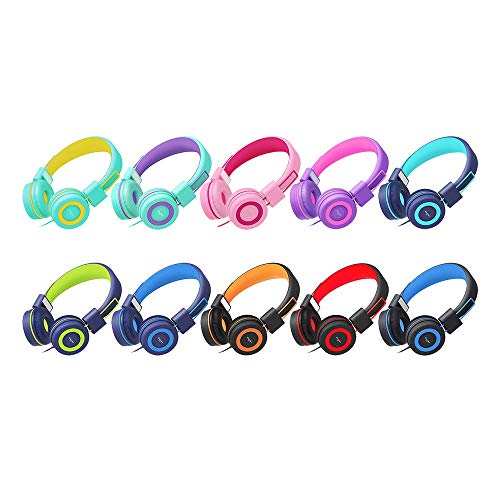 ELECDER i37 Kids Headphones Children Girls Boys Teens Foldable Adjustable On Ear Headphones 3.5mm Jack Compatible Cellphones Computer MP3/4 Kindle School Tablet (Red)