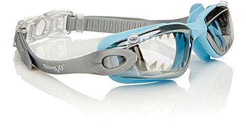 Bling2o Boys' Baby Blue Shark Teeth Swimming Goggles with UV Protection (Ages 5+ up) - Latex-Free, 100% Silicone Material - Includes Anti-Fog & UV Protection - Hard Protective Cover & Adjustable Strap