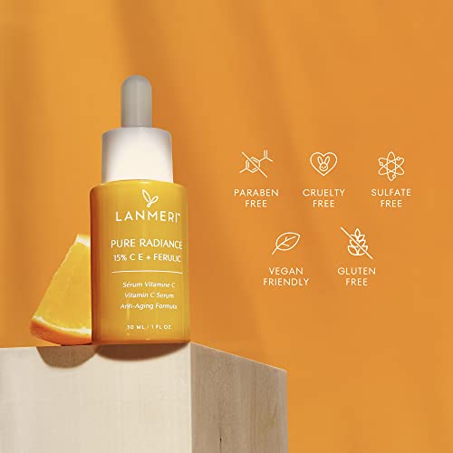 Vitamin C Face Serum - CE Ferulic Facial Serum with 15% Pure L-Ascorbic Acid, Ferulic Acid, Vitamin E, & Hyaluronic Acid - Anti Aging, Anti Wrinkle Skin Brightening Serum, 30ml/1oz.