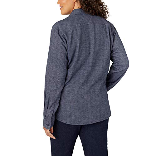 Dickies Women's Long Sleeve Plaid Flannel Shirt, Ink Navy Tartan, Small