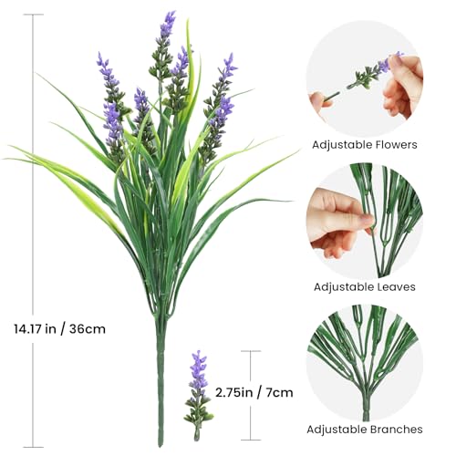 N&T NIETIN 10 Bundles Black Artificial Flowers, Fake Monkey Grass with Flowers, UV Resistant Fake Plants Halloween Black Flowers Decor for Party Front Porch Home Garden Patio