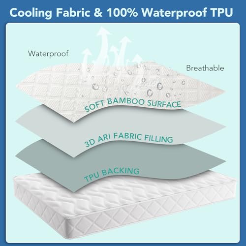 Twin Mattress Protector Waterproof Twin Size Mattress Pad Cover Washable Soft Terry Cooling Breathable Noiseless deep Pocket Matress Protector Twin Vinyl-Free 39" x 75"