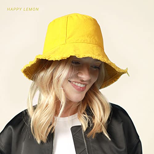 CHOK.LIDS Frayed Bucket Hats for Women Men Unisex Trendy Washed Cotton Floppy Wide Brim Boonie Outdoor Summer Beach Headwear (Scarlet)